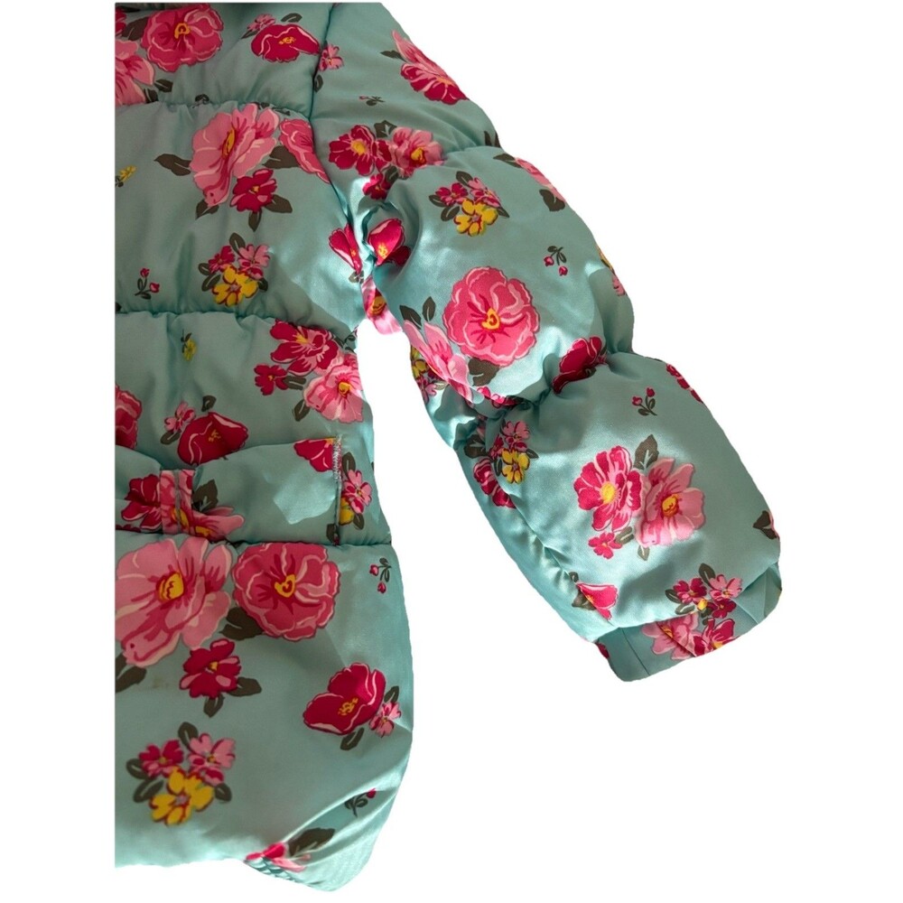 CARTERS baby Girl Toddler 18 Month Winter Puffer Fleece Warm Jacket Coat Floral - Picture 4 of 8